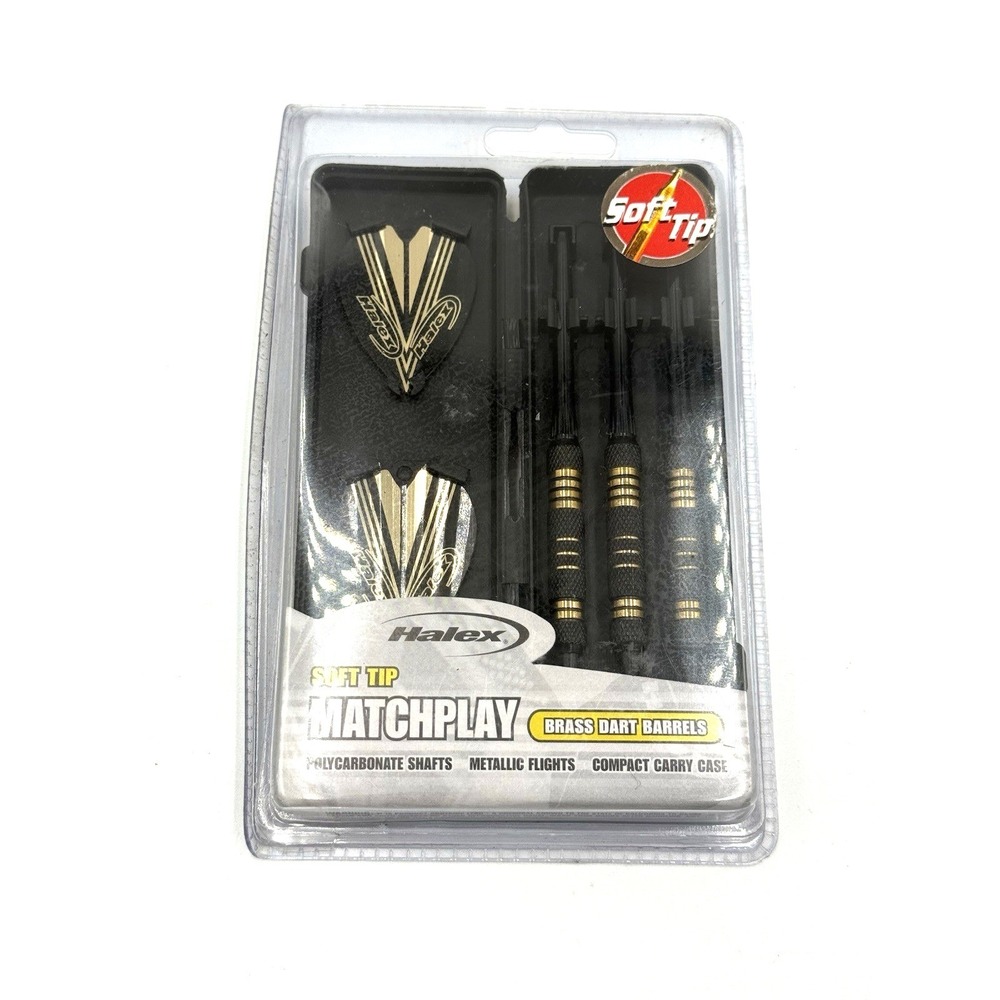 HALEX‎ Matchplay Black Coated Brass Soft Tip Dart Set Carrying Case 13g